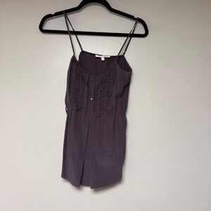 Rebecca Taylor Silk Ruffle Embellished cami tank‎ Plum Size 0 y2k
